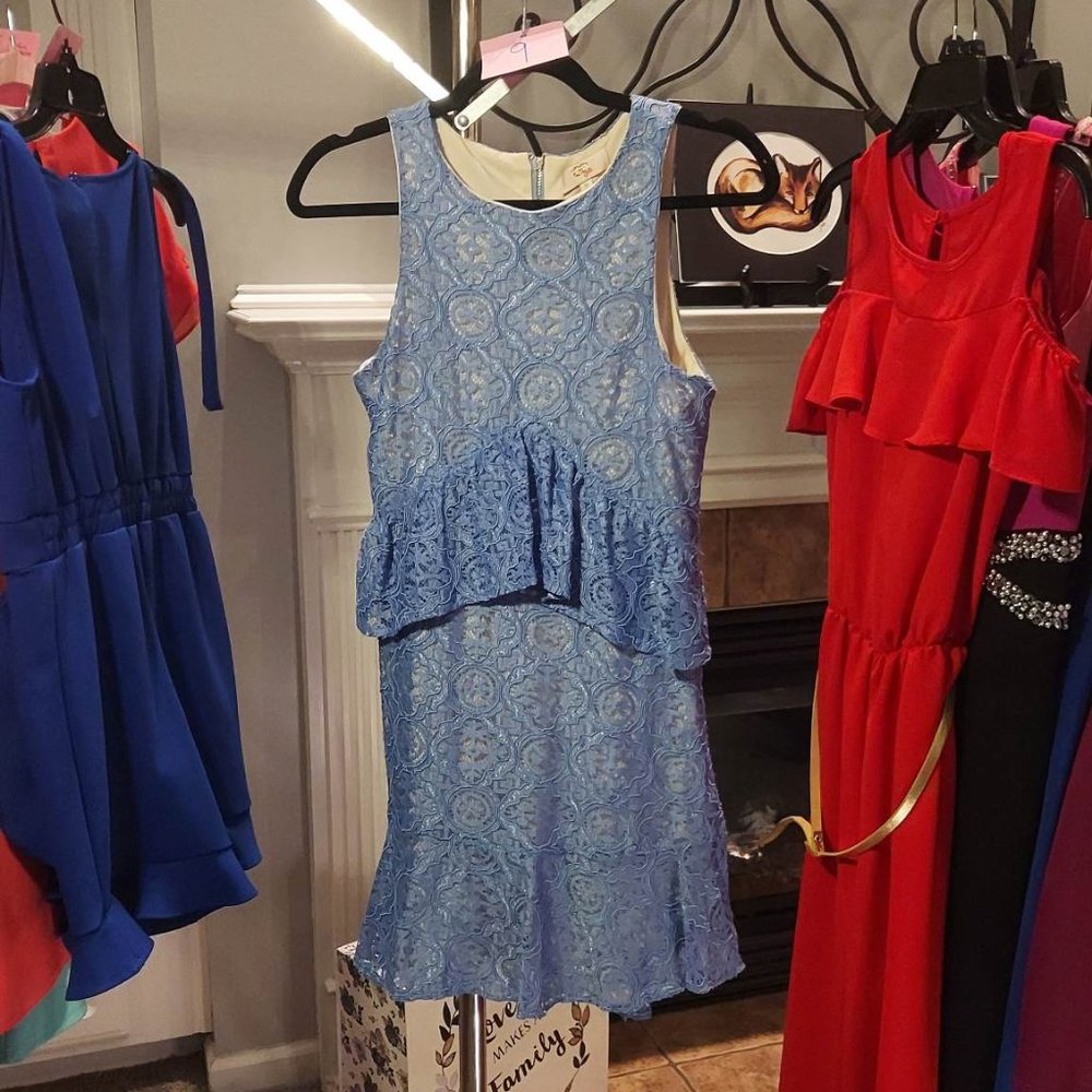 Blue and Nude Lace Dress